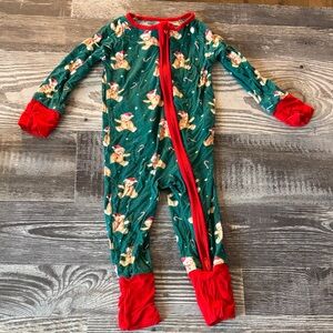 Myozing Bamboo Christmas Teddy Bear sleeper with fold over hands and feet